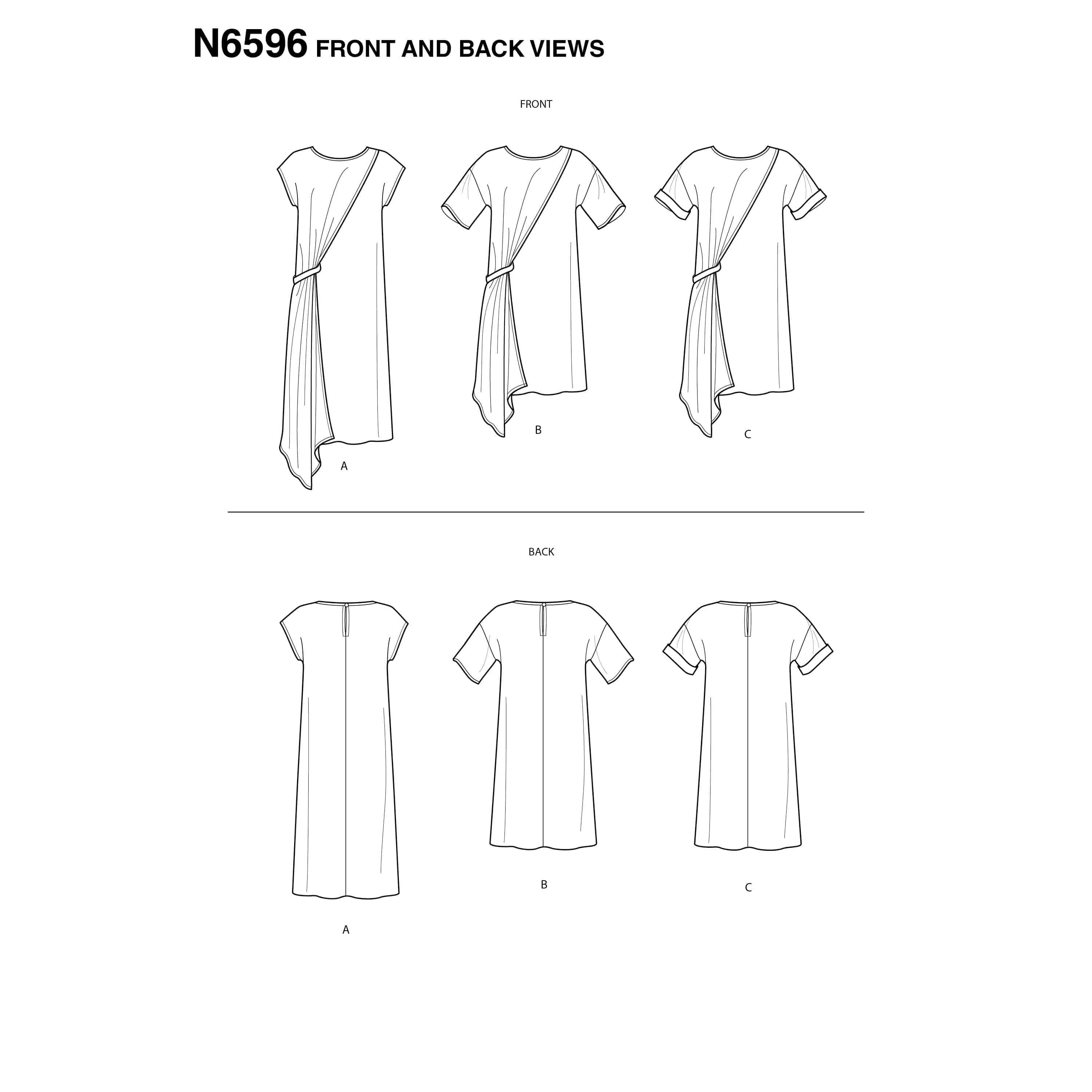 6596 New Look Sewing Pattern N6596 Misses' Asymmetrical Dress