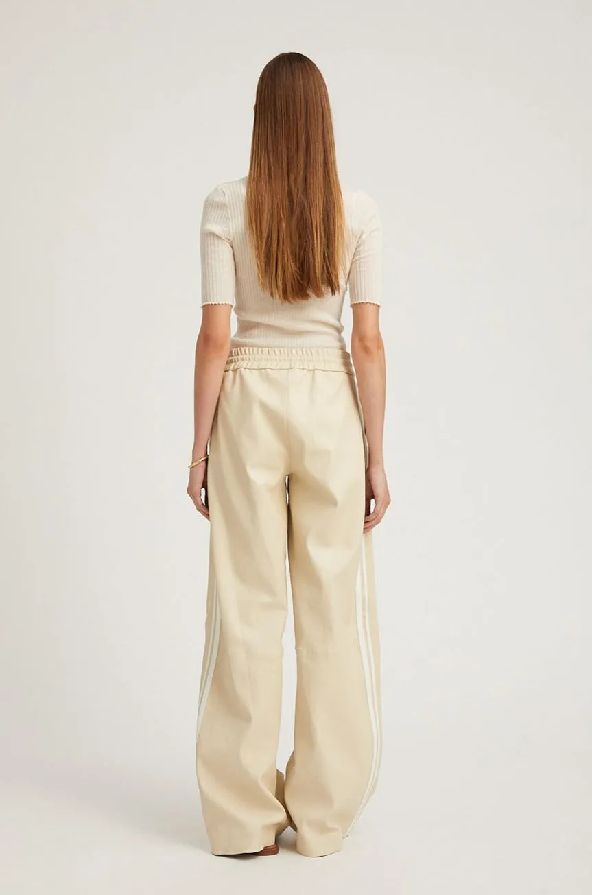 Alabaster Leather Baggy Athletic Pants