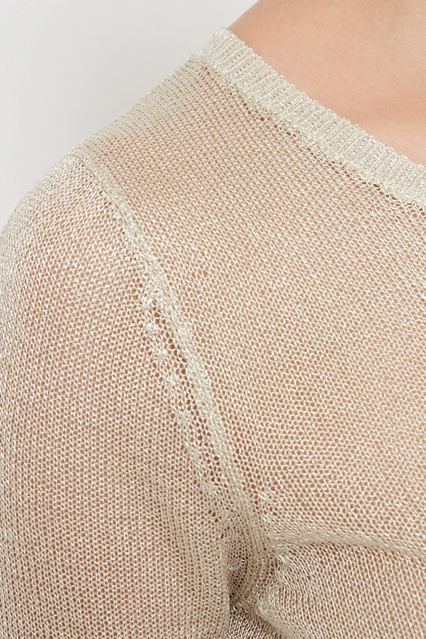 Amia Top: Metallic Open-Knit Top