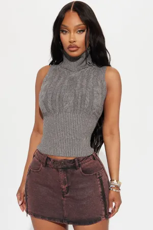 Annise Cable Knit Sweater Top - Grey