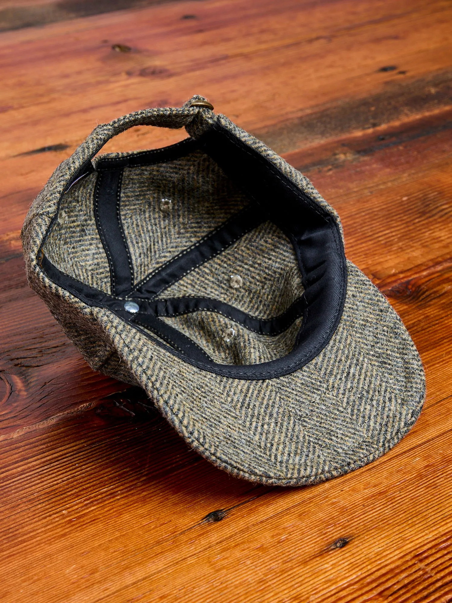 Baseball Hat in Warm Charcoal Herringbone Wool