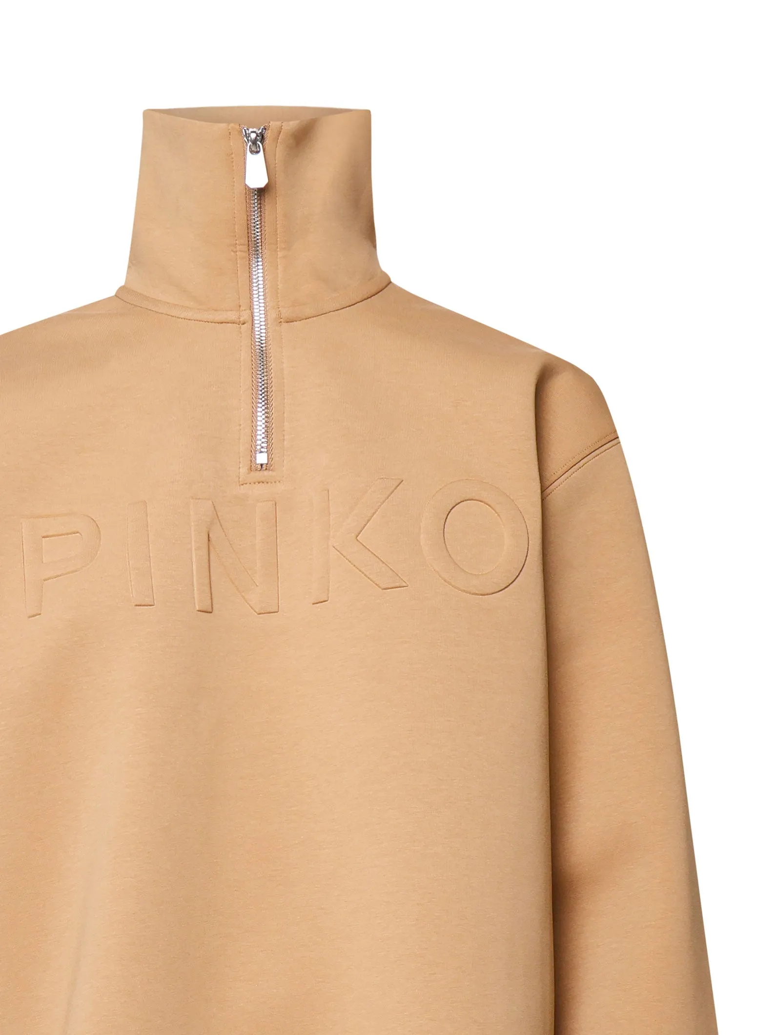 Beige Stretch Jersey Sweatshirt with Logo