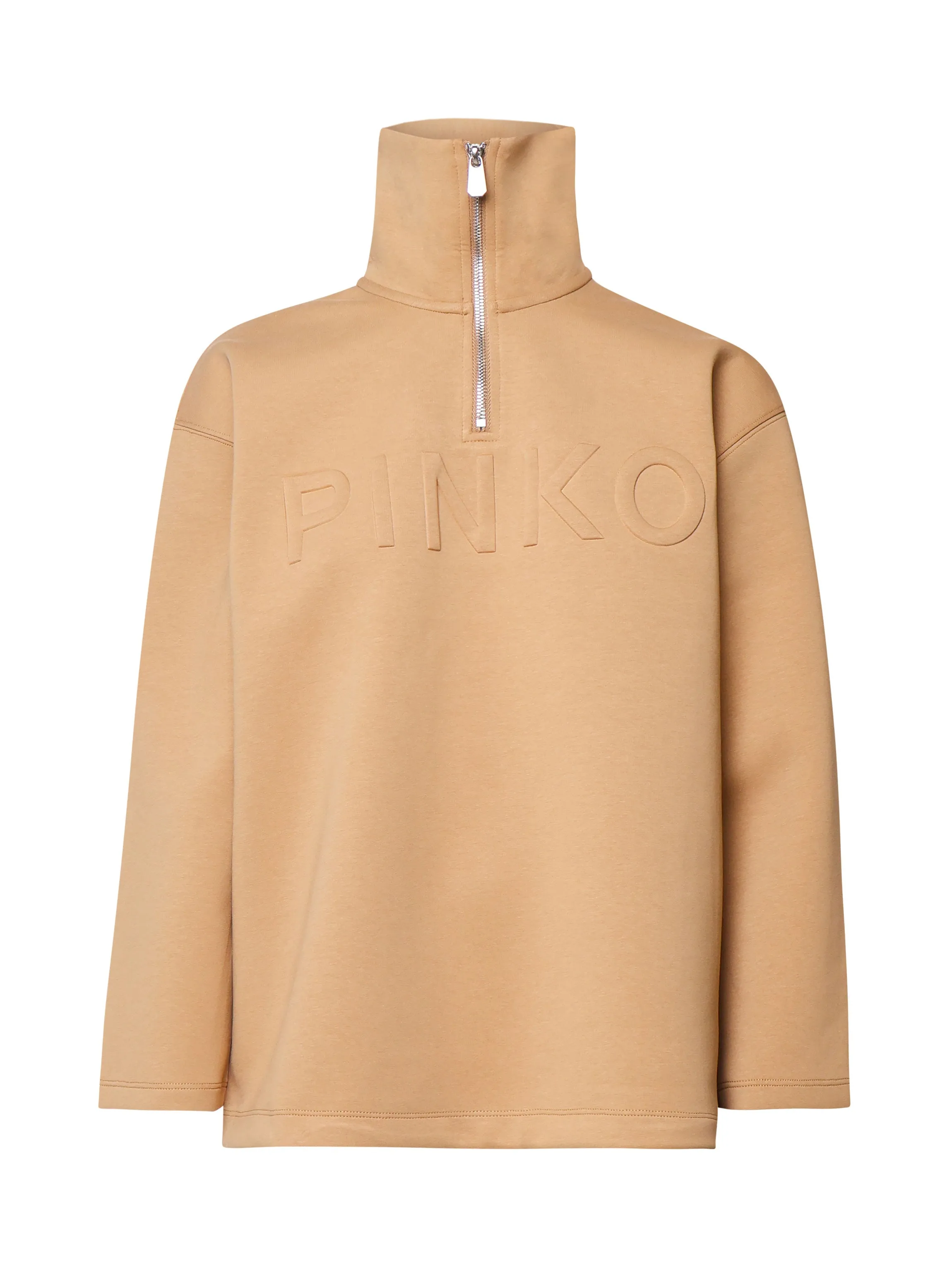 Beige Stretch Jersey Sweatshirt with Logo