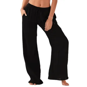 Black Cotton Cabana Pants