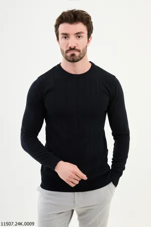 Bojoni Chicago Slim Fit Navy Blue Knitted Sweater