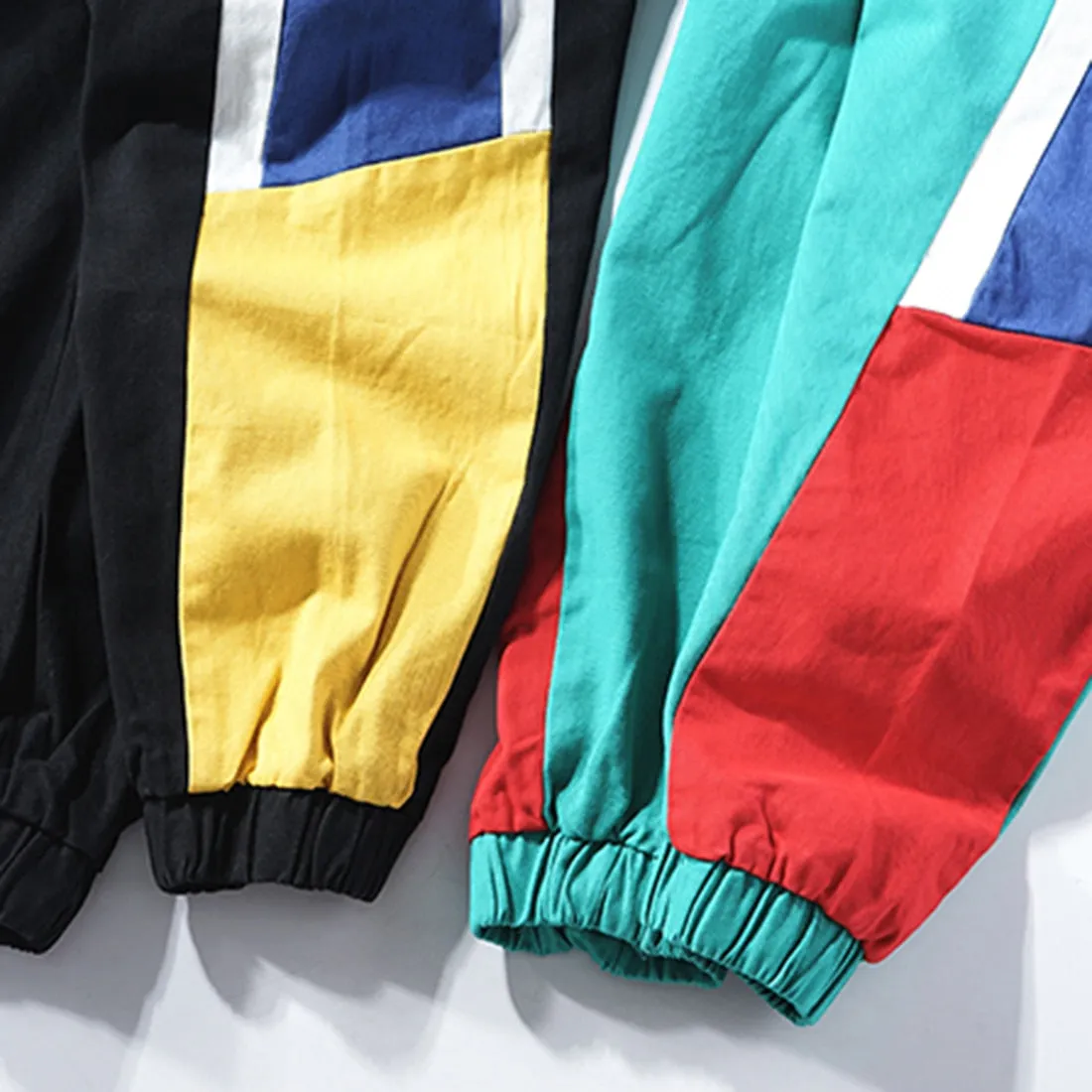 Bright Color Block Patchwork Men Jogger Sweat Pants