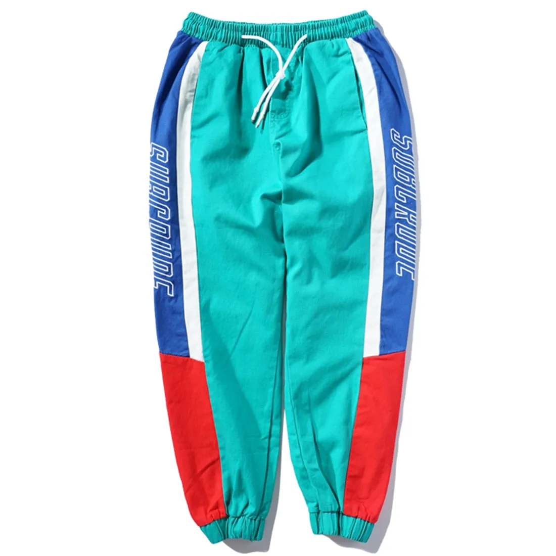 Bright Color Block Patchwork Men Jogger Sweat Pants