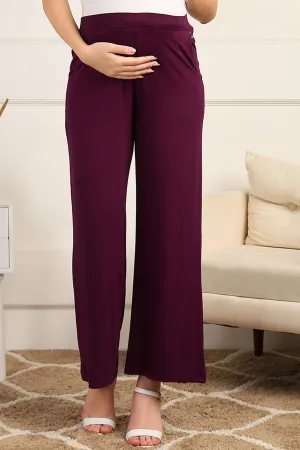 Burgundy High Waist Maternity Pajama