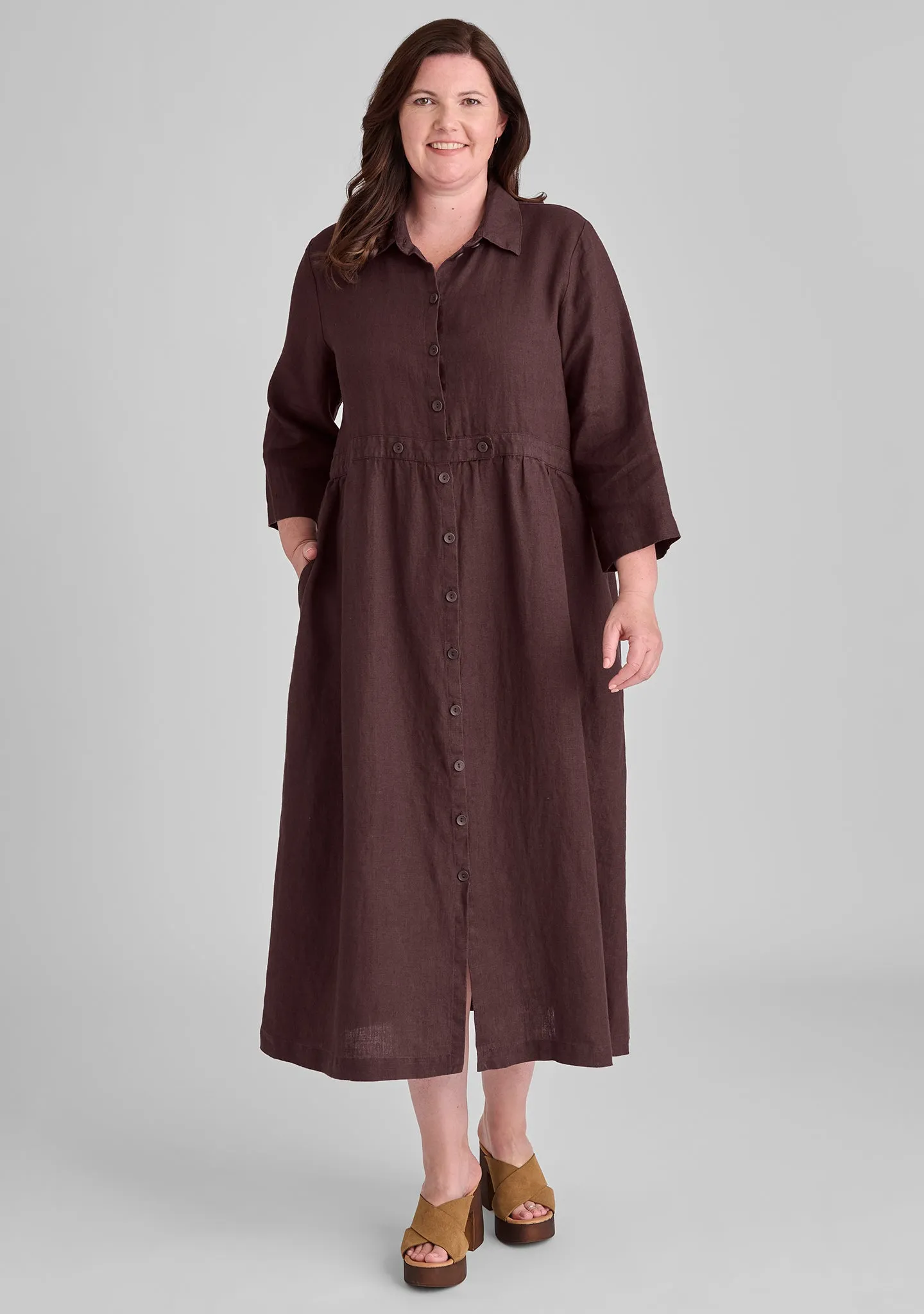 Button Down Dress - Linen Maxi Dress