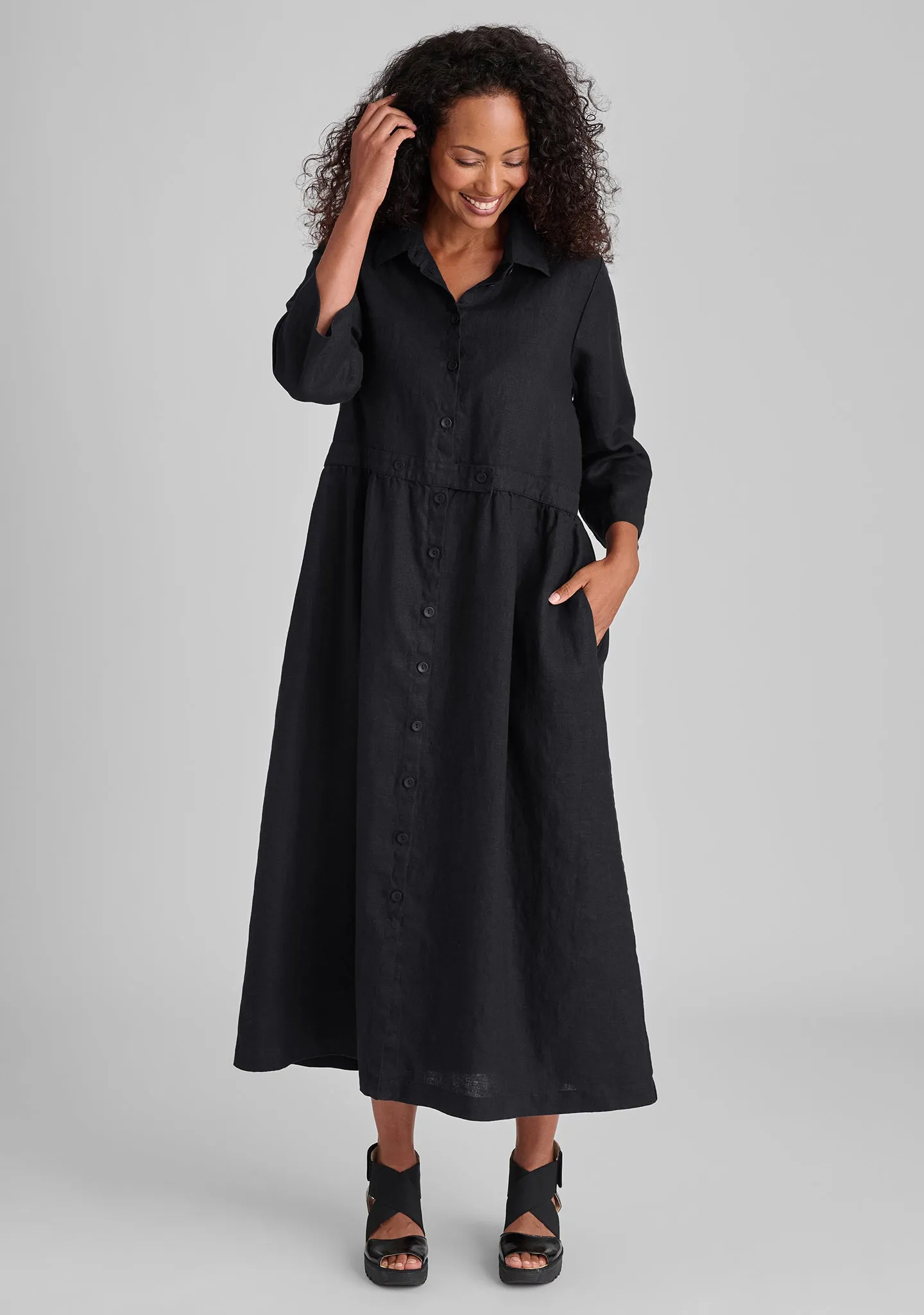 Button Down Dress - Linen Maxi Dress