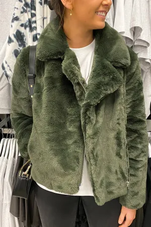 Classic Faux Fur Jacket Forest