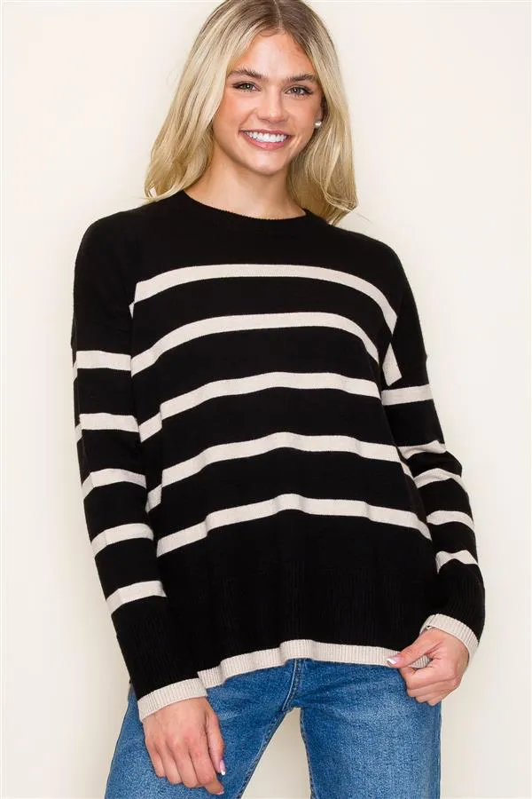 Coffee To Go Striped Sweaters - 2 Colors!