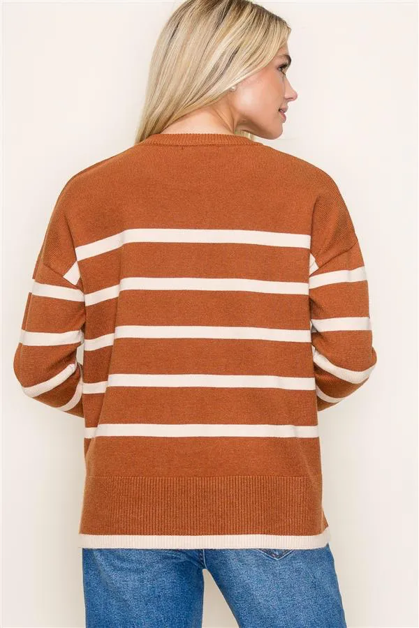 Coffee To Go Striped Sweaters - 2 Colors!