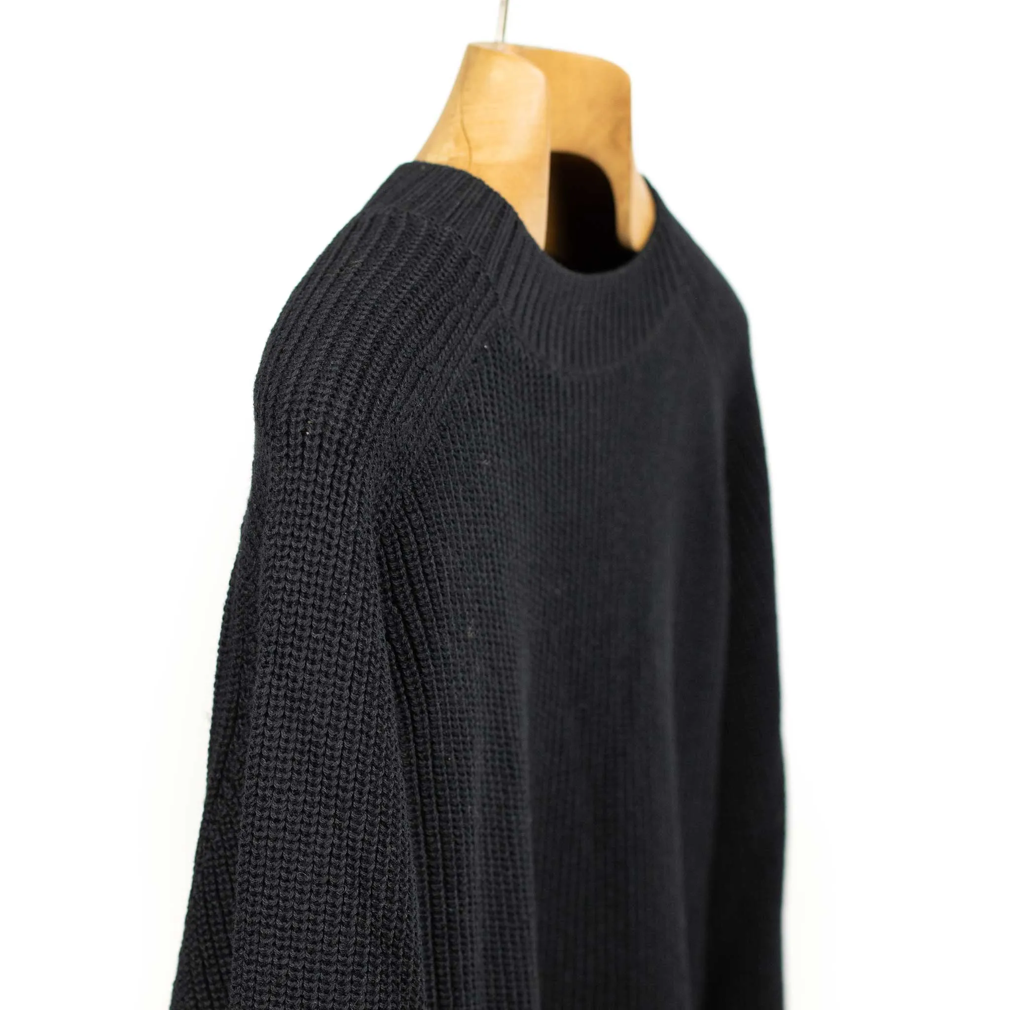 Crewneck sweater in black pima cotton