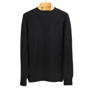 Crewneck sweater in black pima cotton