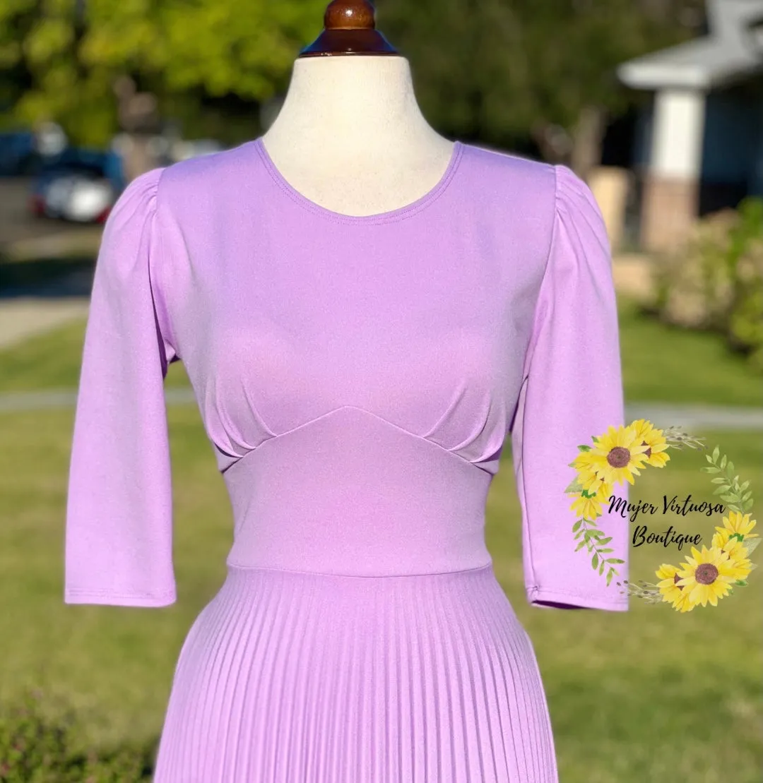 Cristel Lilac Pleated Dress