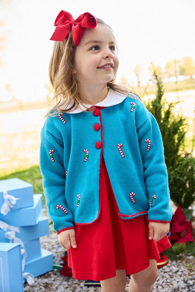 Crochet Candy Cane Cardigan -- Palace Blue