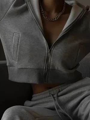 CROPPED FULL ZIP SWEATSHIRT