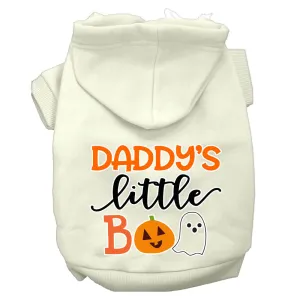 Daddy's Little Boo Screen Print Dog Hoodie Cream Xs