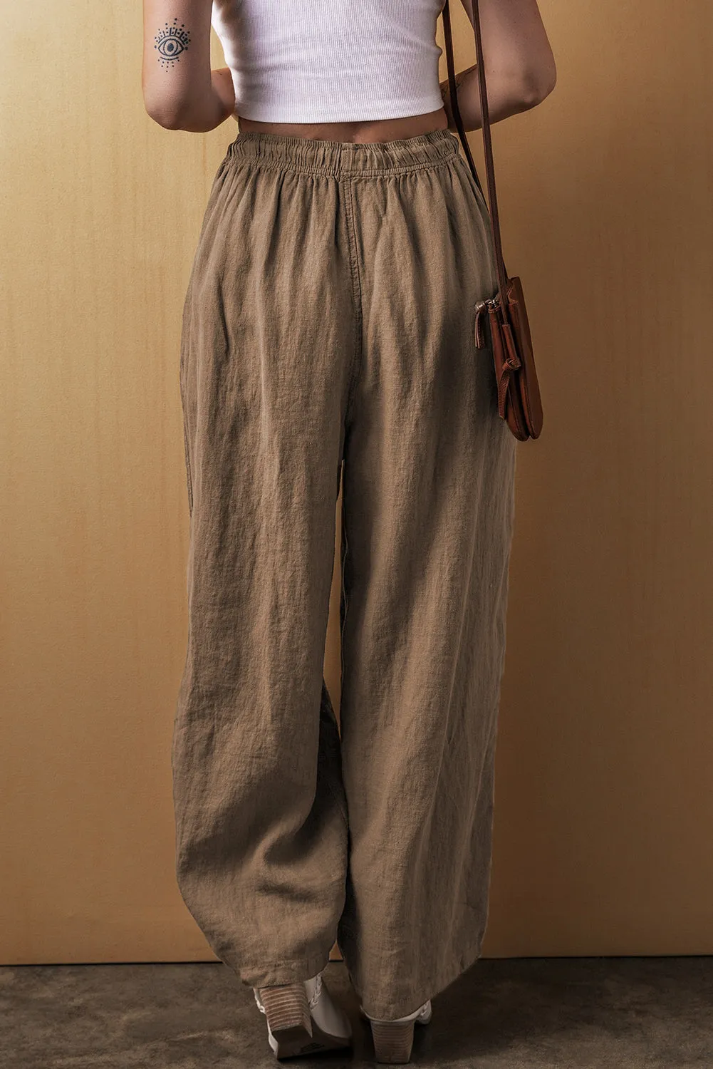 Drawstring Waist Wide Leg Pants