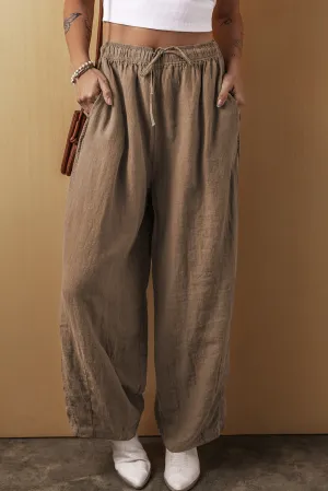 Drawstring Waist Wide Leg Pants