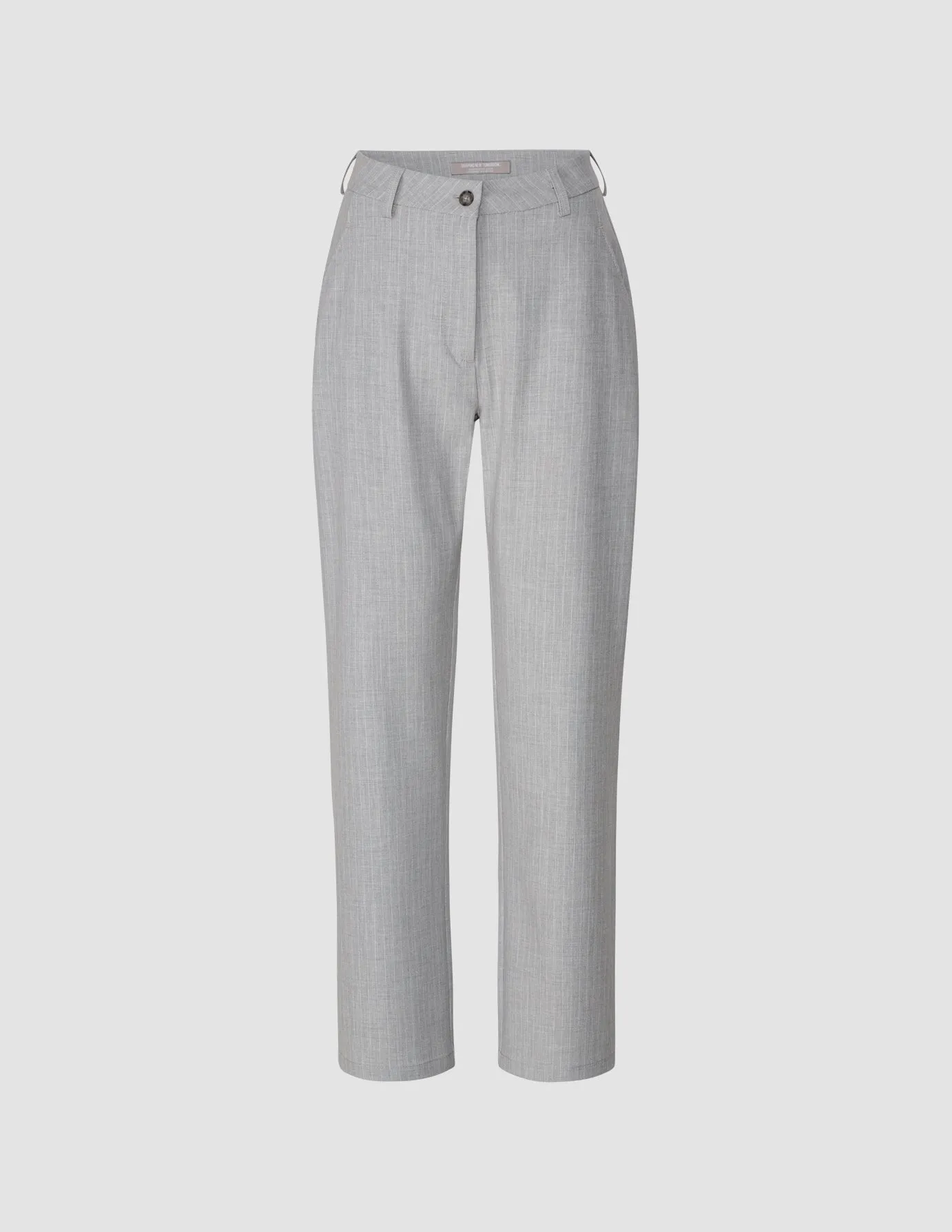 Essential Pants Straight Light Grey Pinstriped