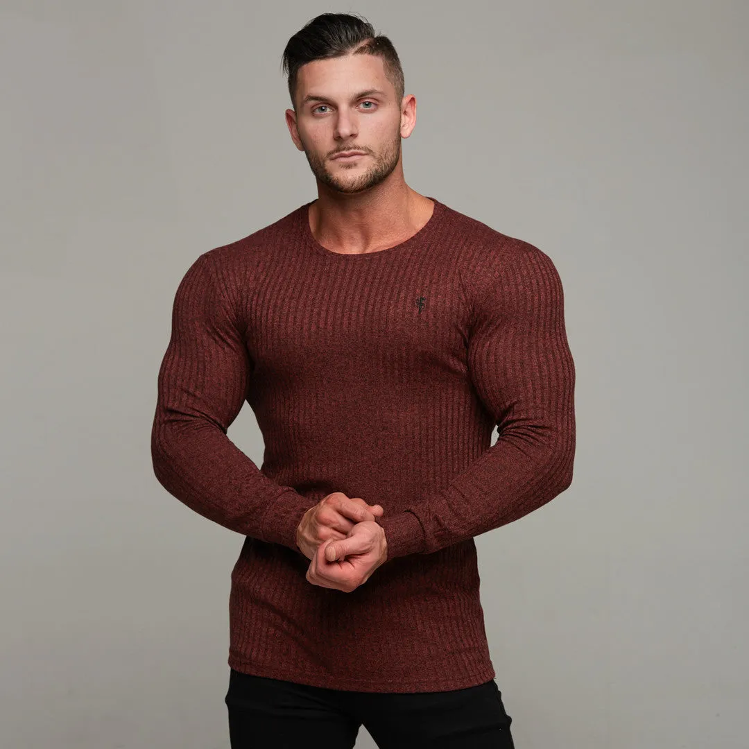 Father Sons Classic Burgundy Ribbed Knit Super Slim Crew - FSH113