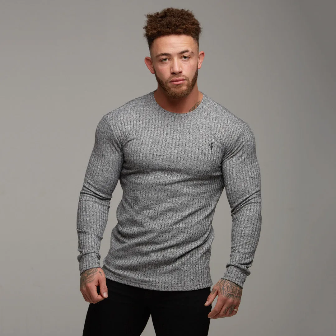 Father Sons Classic Grey & Black Ribbed Knit Sweater - FSH079