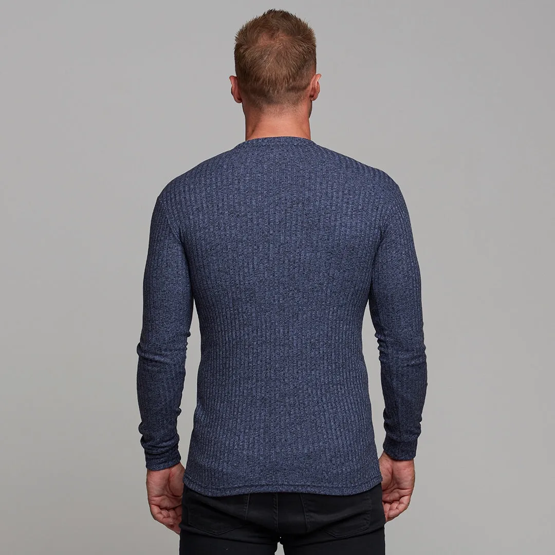 Father Sons Classic Navy Ribbed Knit Super Slim Crew - FSH114