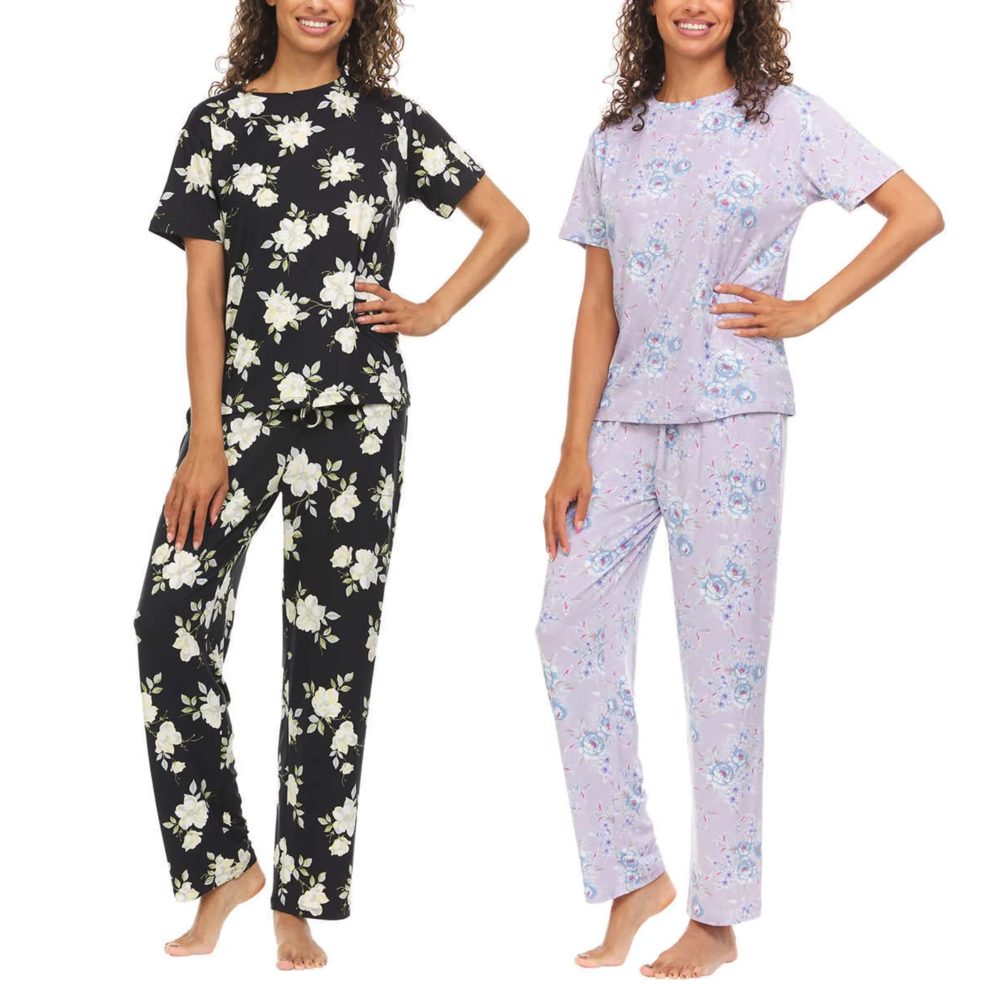 Flora Nikrooz Women's 2-Piece Super Soft Floral Print Top and Pants Pajama Set