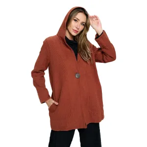 Focus Long One-Button Waffle Jacket in Clay Red - FW138-CLR