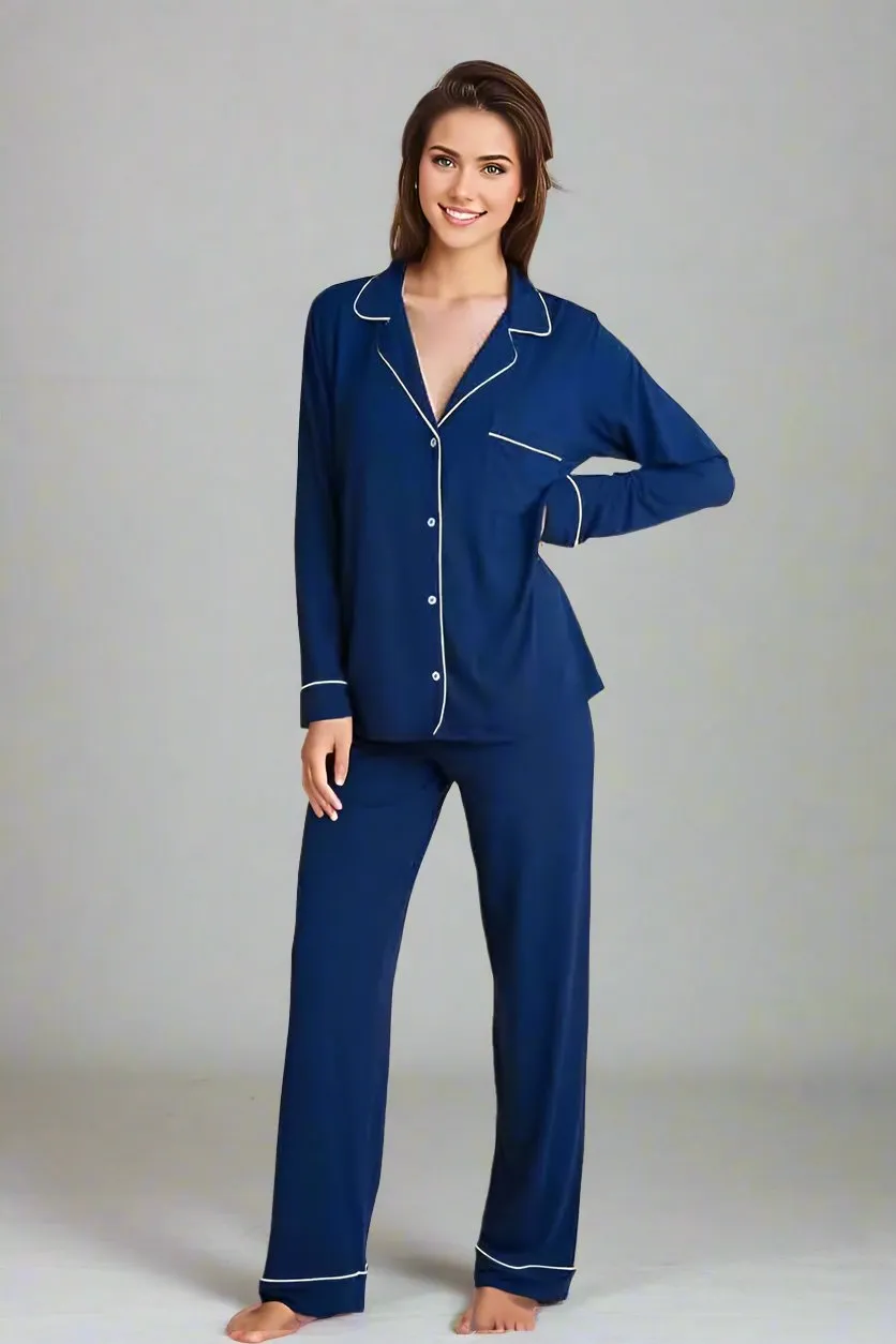 Gisele Long PJ Set in Navy