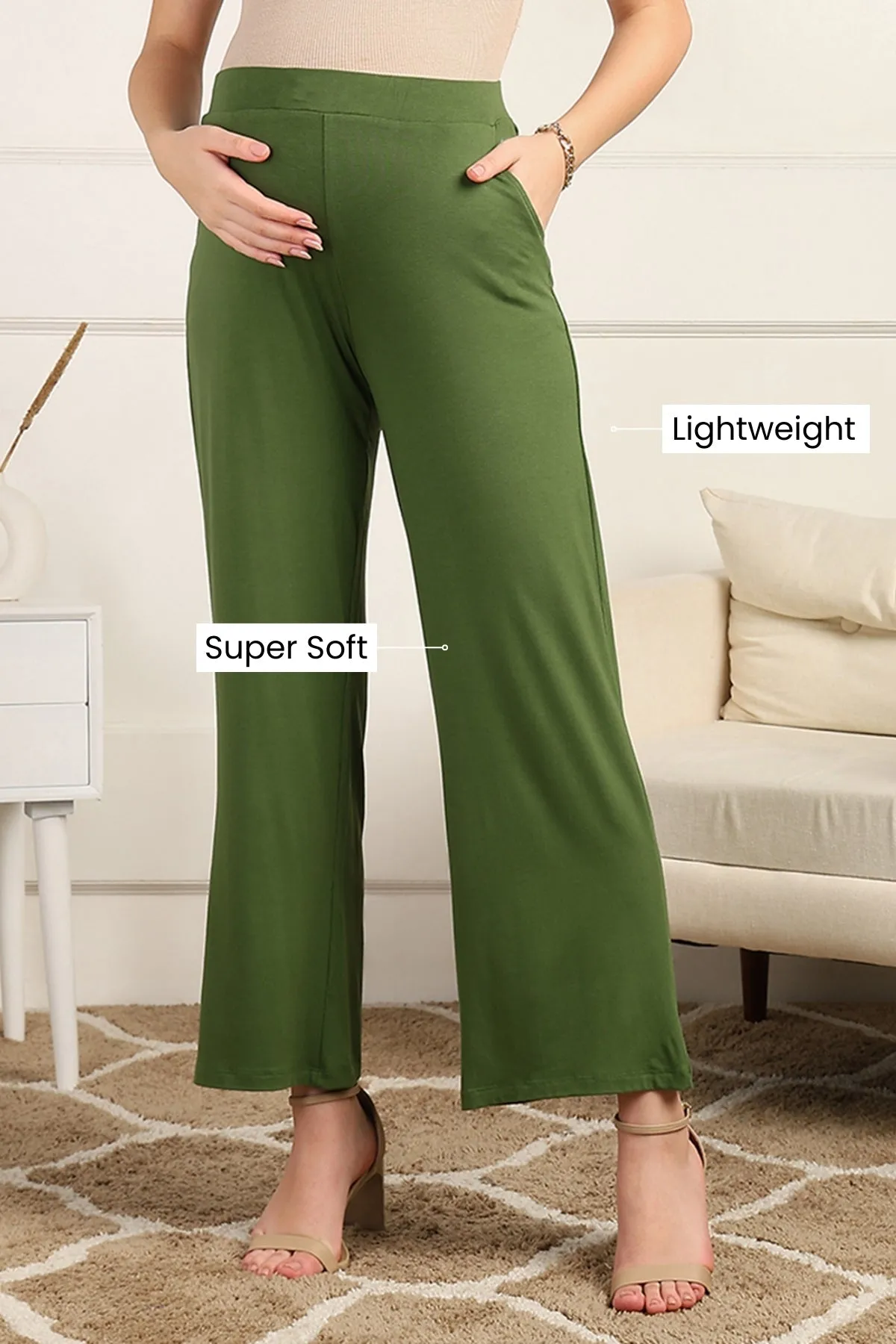 Green High Waist Maternity Pajama