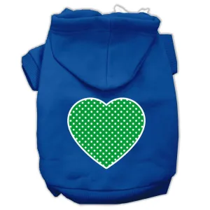 Green Swiss Dot Heart Screen Print Pet Hoodies Blue Size XS (8)