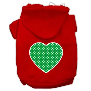 Green Swiss Dot Heart Screen Print Pet Hoodies Red Size Sm (10)