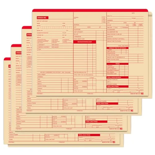 Heavy Stock 3-in-1 Deal Jackets for Automotive Dealerships (Form #237) - 125# Heavy Duty Buff Stock (9 Pt.) - 12" × 9" Size with 1/2" Extension - Tall Side Printing - Shrink-Wrapped (100/Pack)