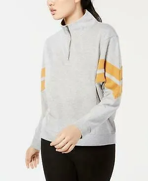 Hippie Rose Juniors Colorblock Striped Half-Zip Sweatshirt ,Size Medium