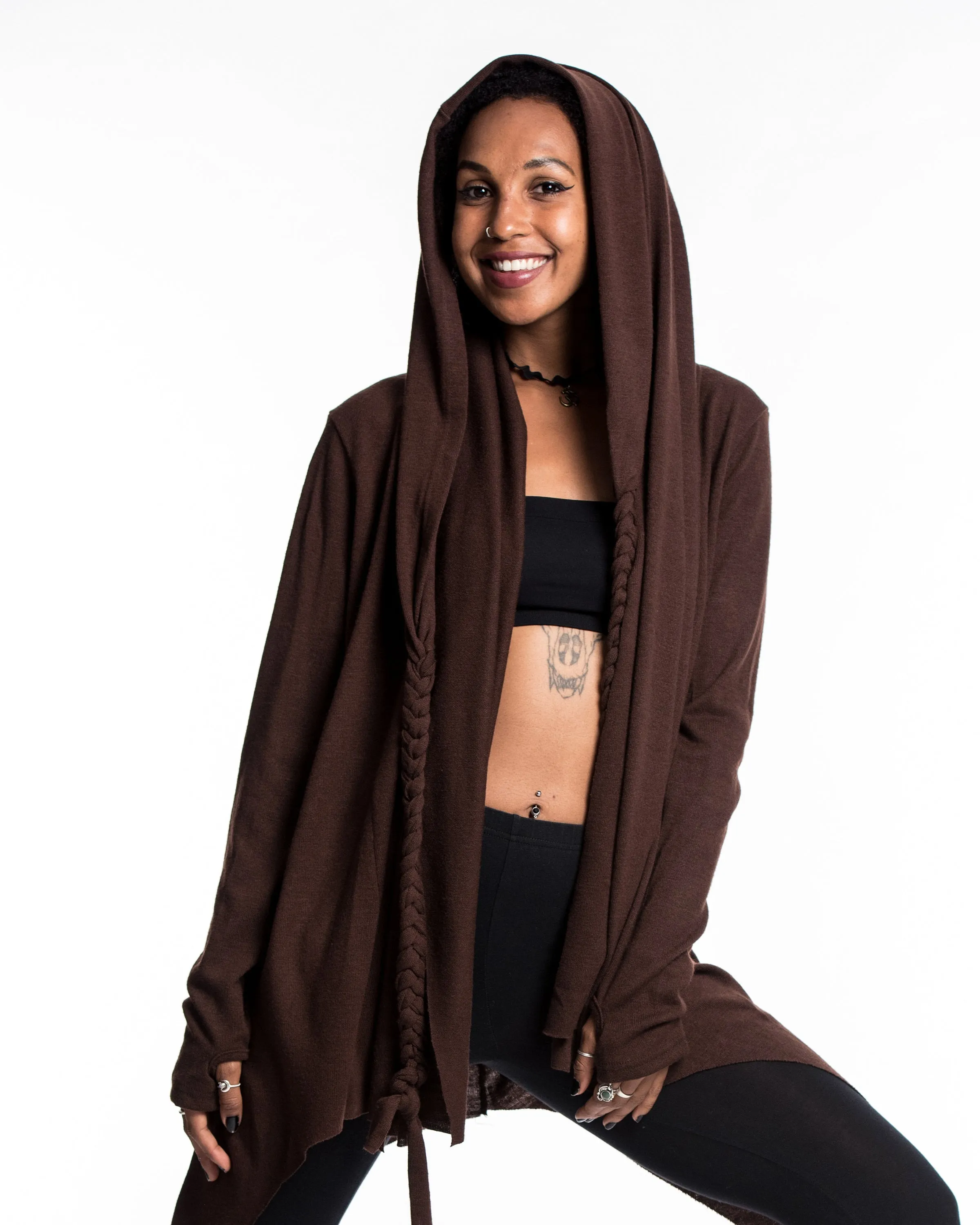 Hooded Cardigan in Brown