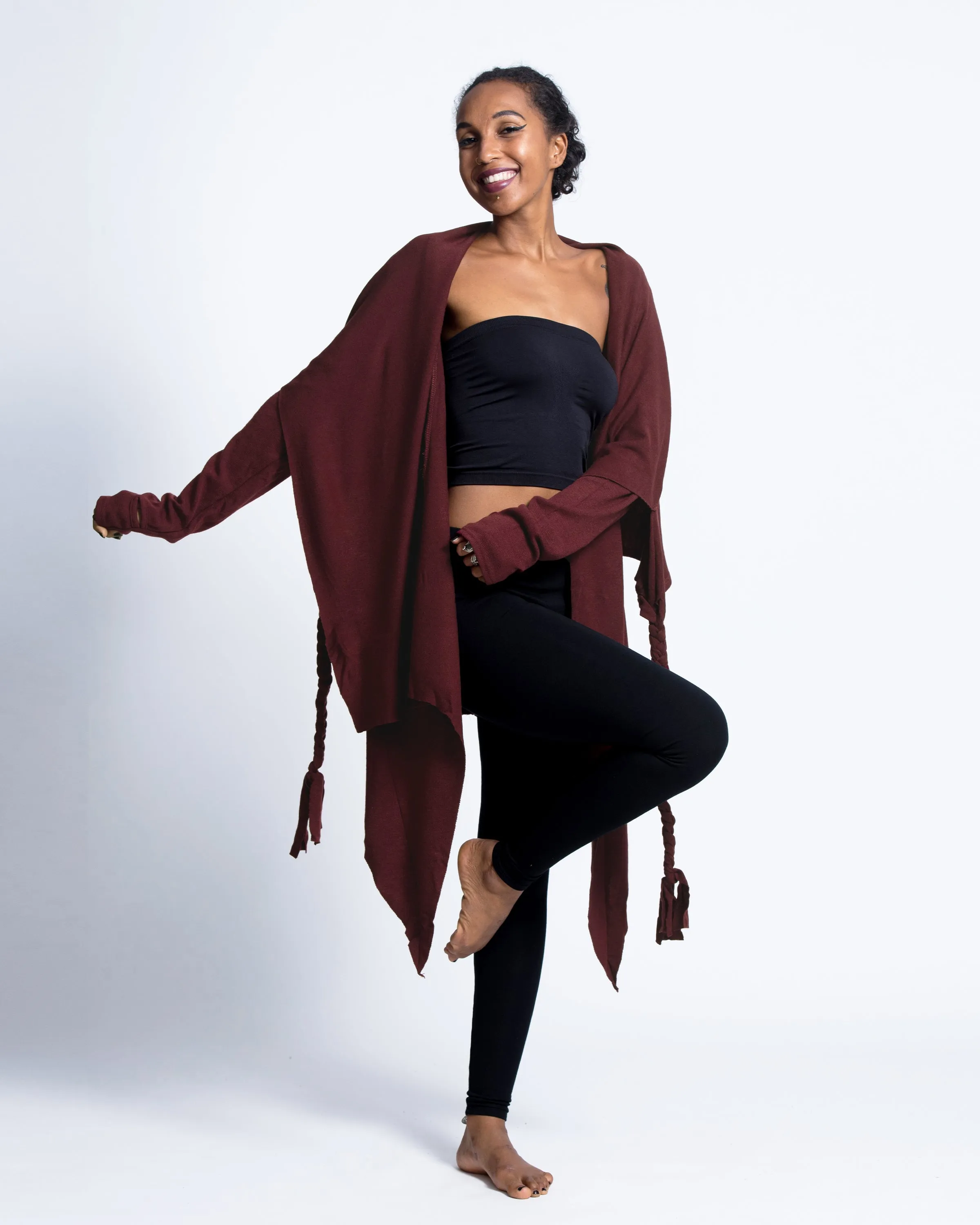 Hooded Cardigan in Maroon