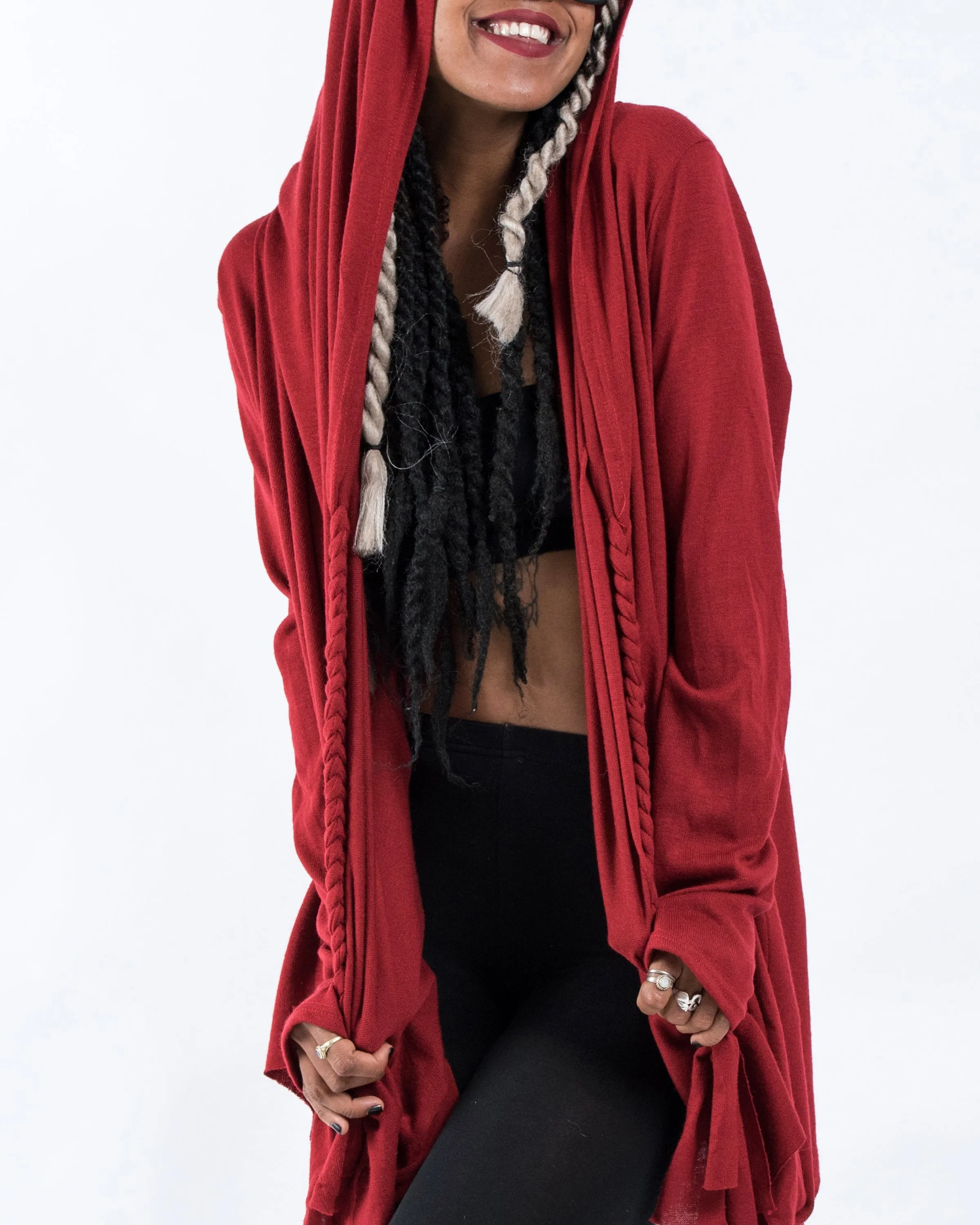 Hooded Cardigan in Red