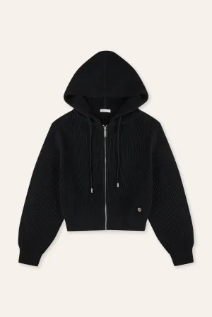 HOODIE cotton zip jacket (Black)