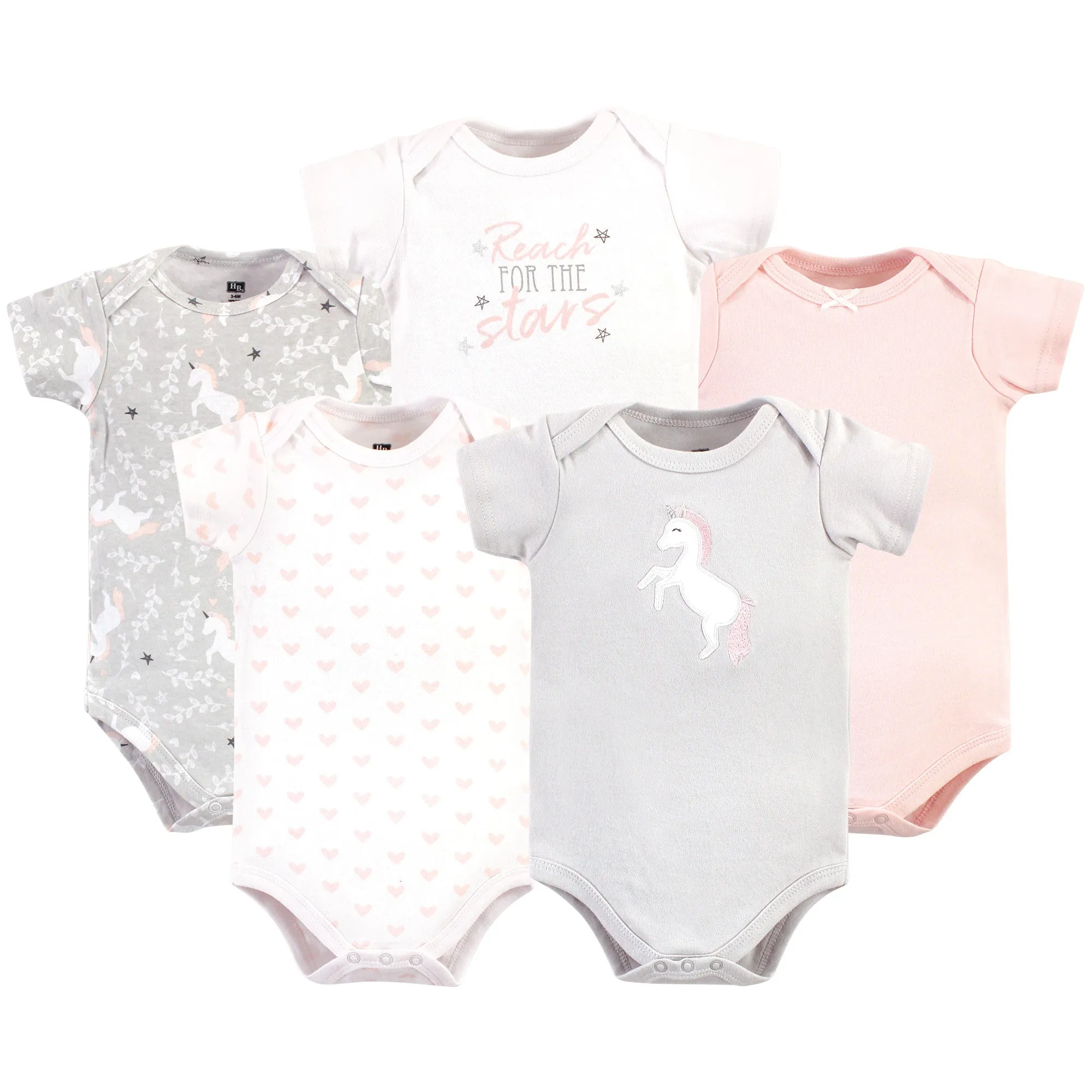 Hudson Baby Cotton Bodysuits, Whimsical Unicorn 5-Pack