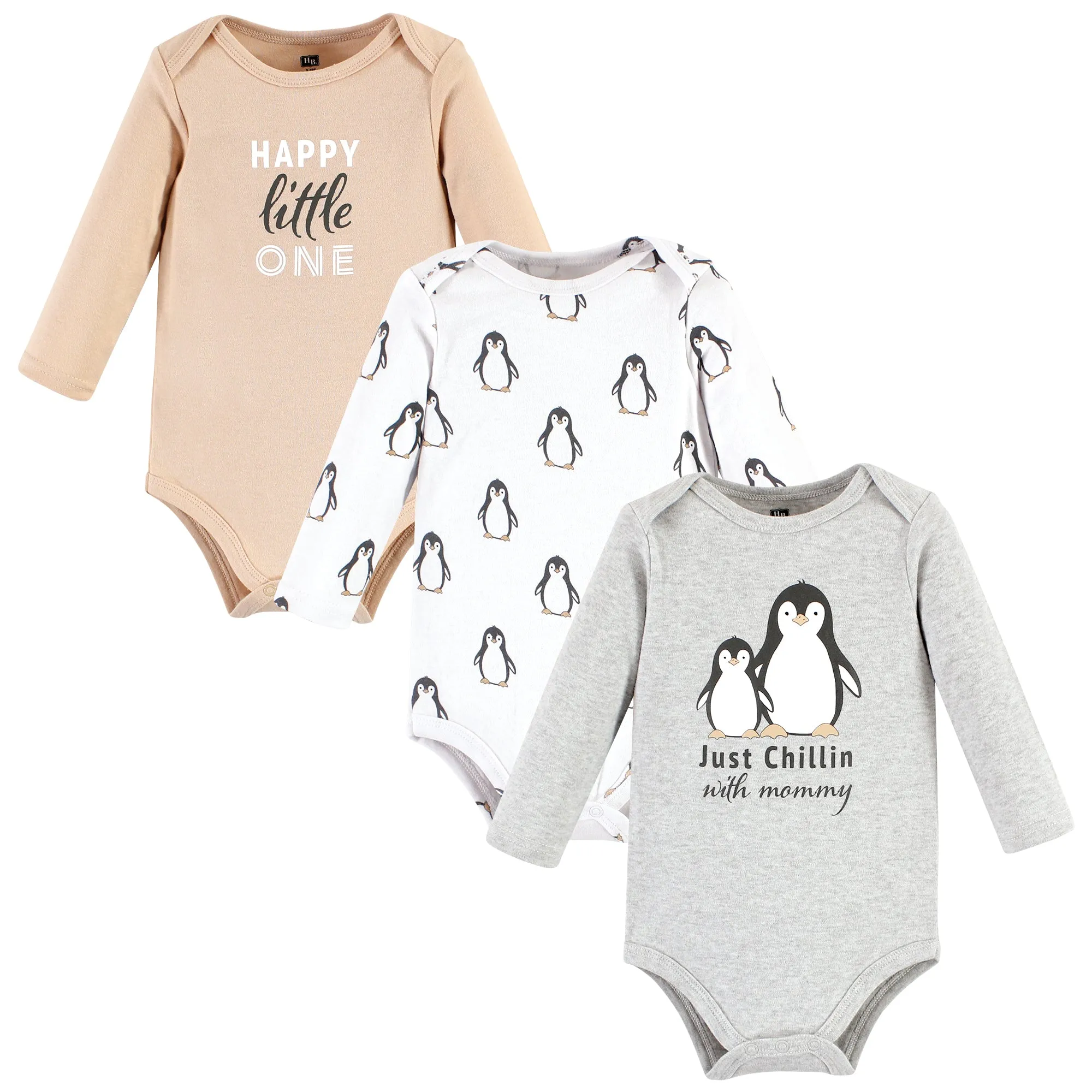 Hudson Baby Cotton Long-Sleeve Bodysuits, Just Chillin Penguin