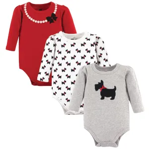 Hudson Baby Cotton Long-Sleeve Bodysuits, Scottie Dog 3-Pack