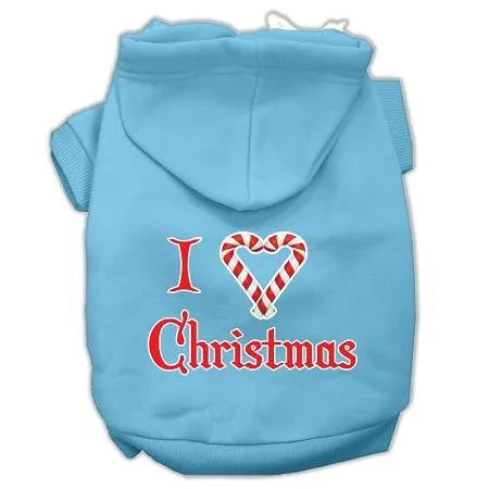 I Heart Christmas Screen Print Pet Hoodies Baby Blue Size XL (16)