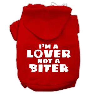 I'm a Lover not a Biter Screen Printed Dog Pet Hoodies Red Size XS (8)