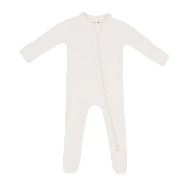 Kyte Baby Ribbed Zippered Footie in Oat