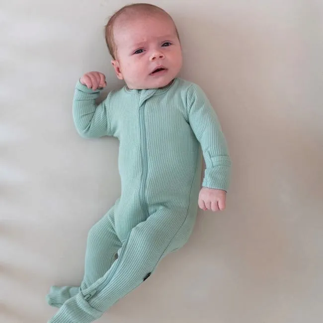 Kyte Baby Ribbed Zippered Footie in Sage