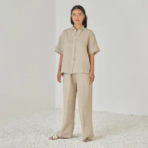 Linen Co Ord Set For Women | Shirt & Pant | Oversized | Natural