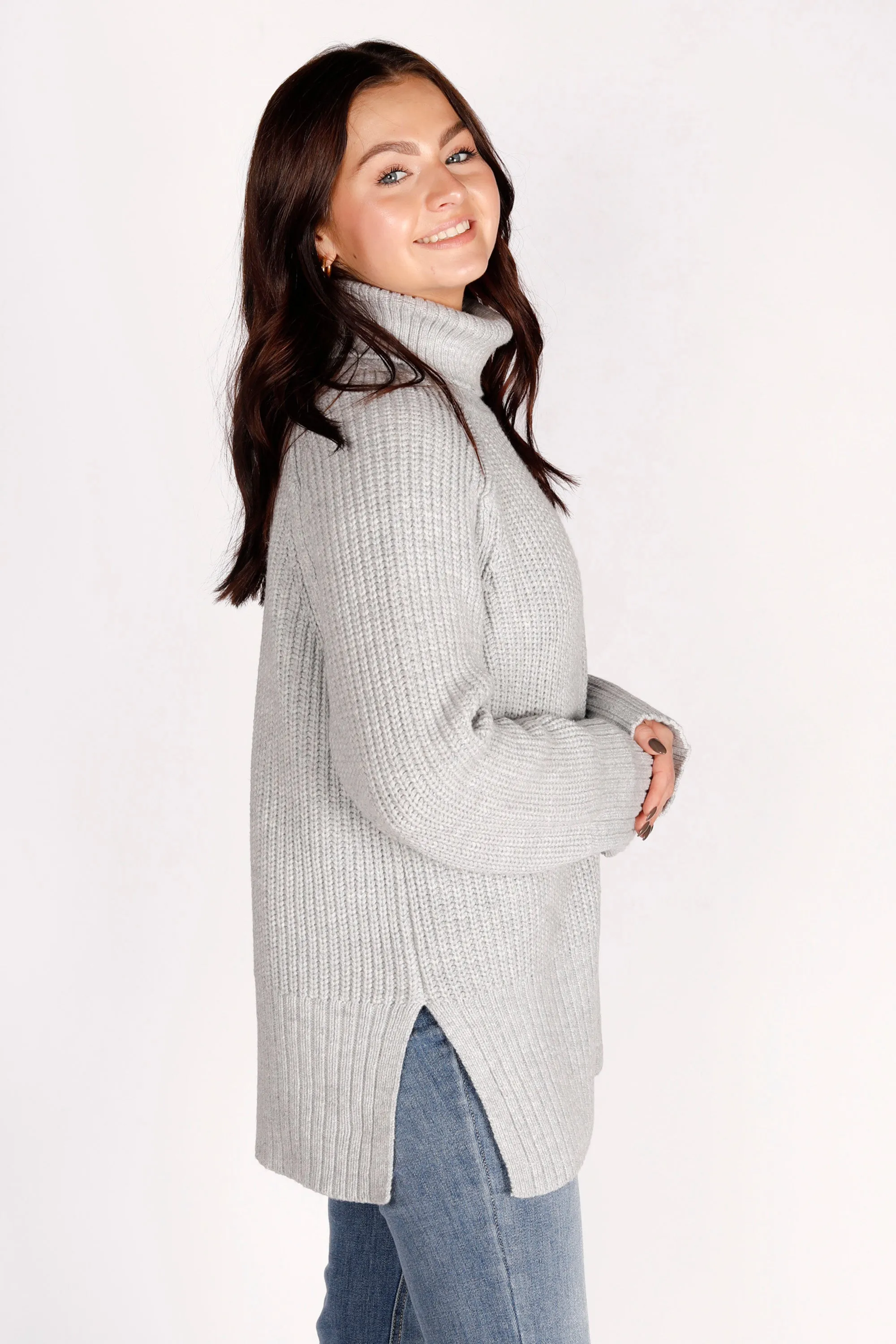 Lona Grey Turtleneck Sweater